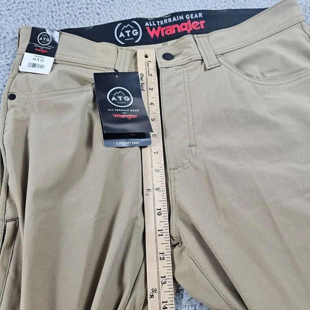 Wrangler ATG Pants Mens 35x32 Khaki Stretch Hiking Outdoor Trail All Terrain